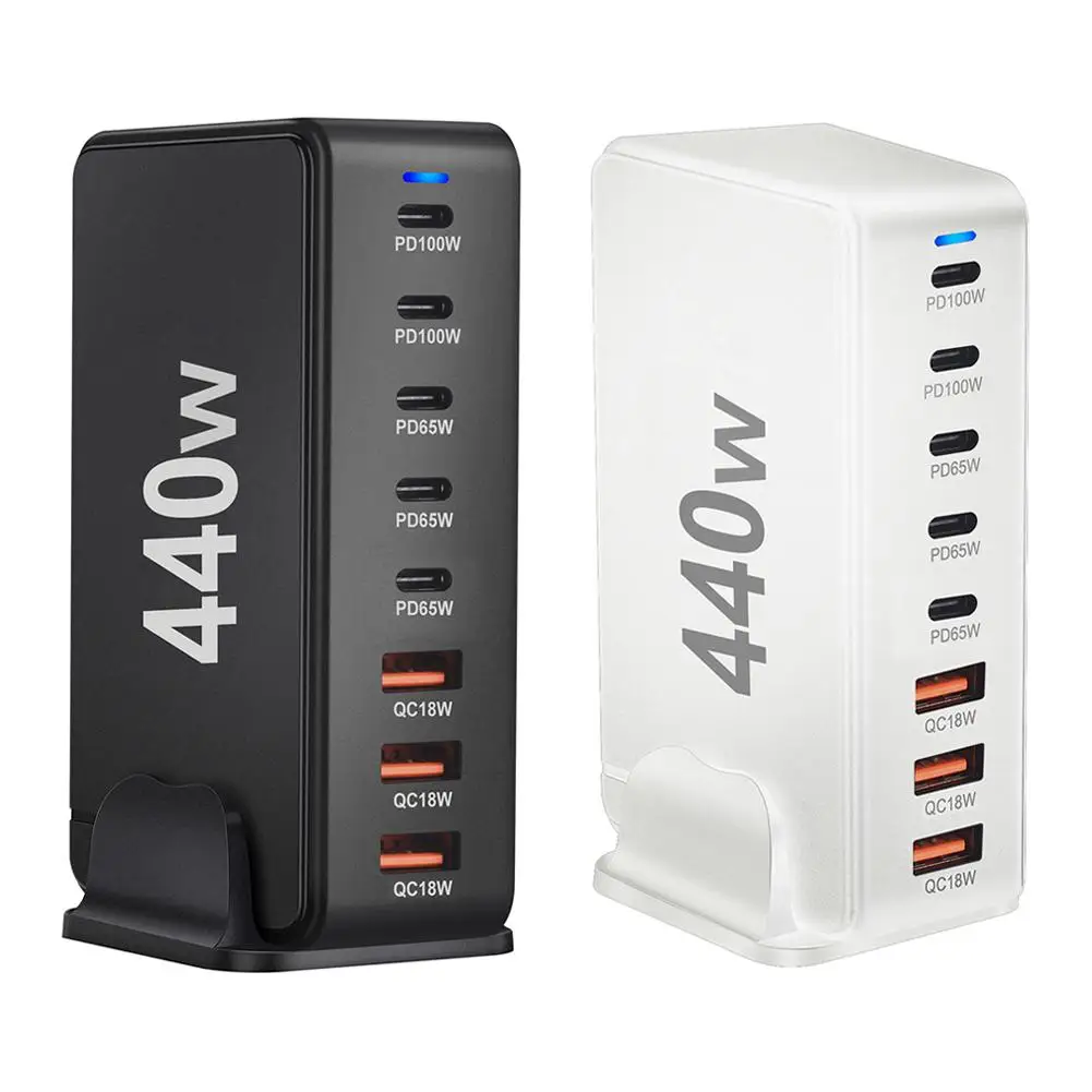 

440W GAN USB TypeC Multi-port Desktop Travel Charger Adapter PD Charger Office Home Charger For US EU UK AU Plug H0Q4