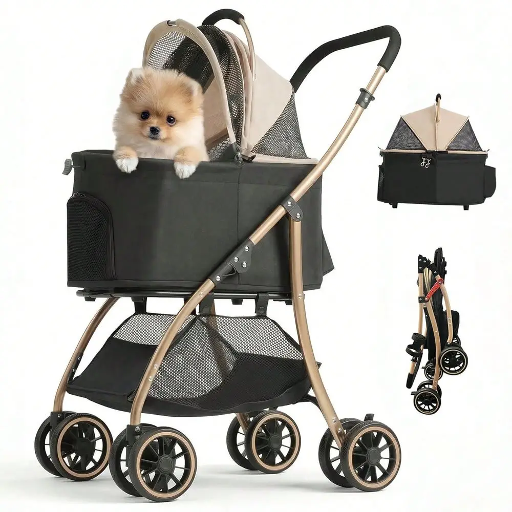 

Stroller, 22 Pet Cradle For Small Dog, Dog Stroller With 4 Pu Wheels, 10Lbs UltraLight DogCat Stroller For Small Pets, Max 35Lb