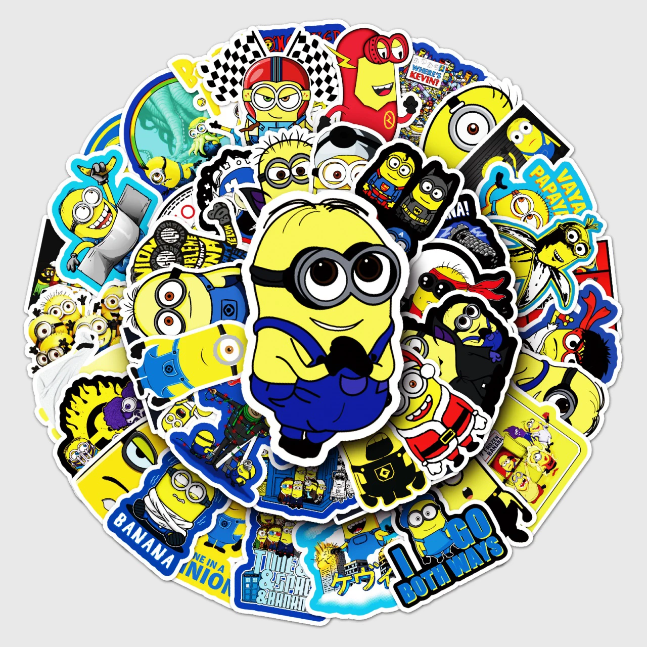 50PCS Minions Stickers Figures Kevin Bob Stuart Waterproof Decals DIY Laptop Skateboard Phone Bottle Luggage Decoration Kid Toy