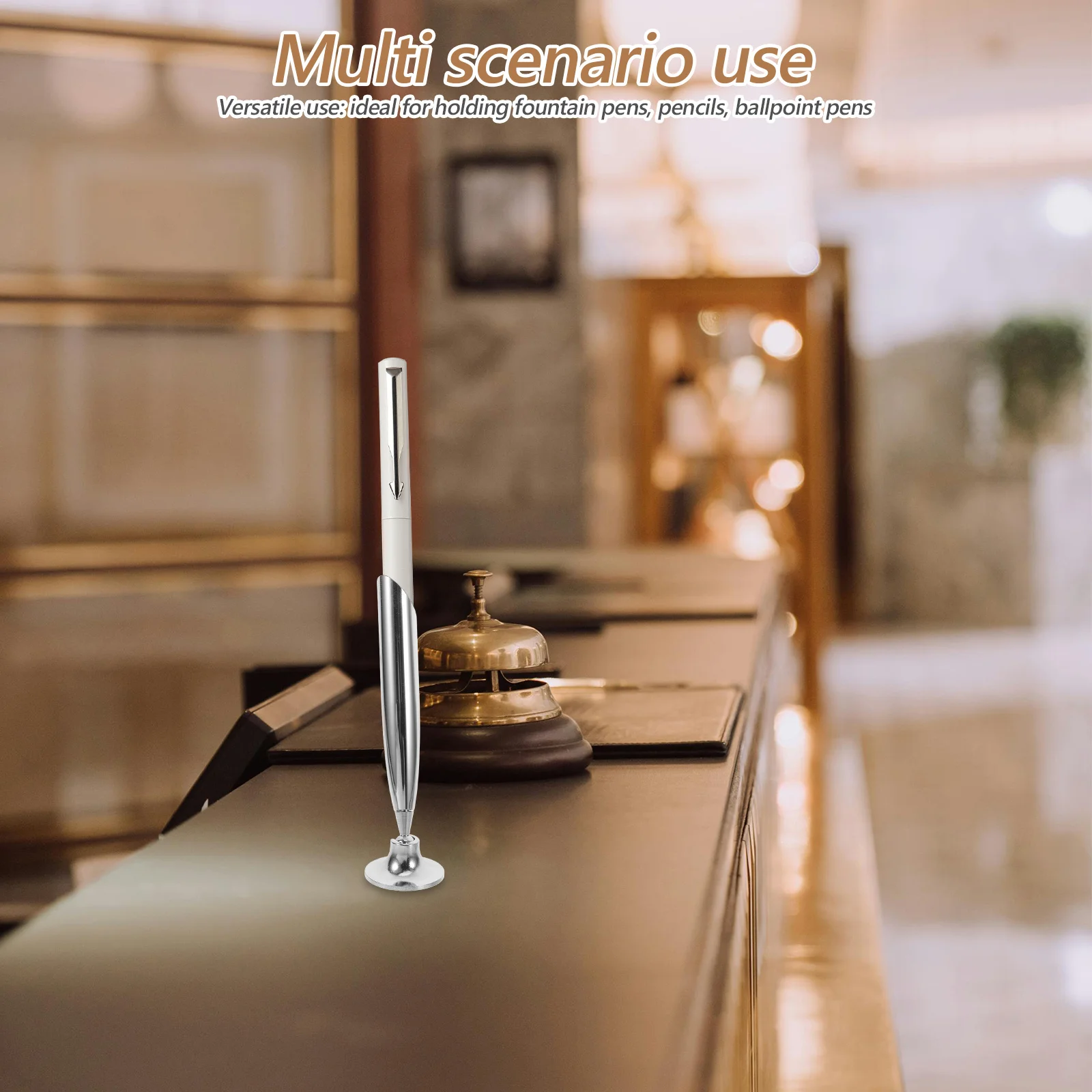 

4Pcs Metal Pen Holder Base Single Pen Stand Rotating Desk Use for Office School Stationery Fountain Ballpoint Pencil