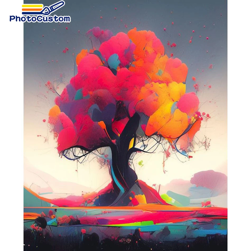 

PhotoCustom 30x40cm 5D Diamond Painting Full Round Drill Diy Diamond Embroidery Tree Cross Stitch Kits Landscape Sale Home Decor