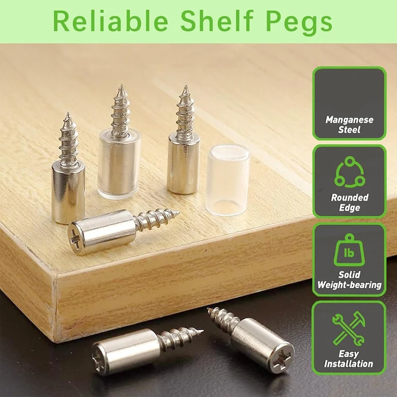 84 PCS Self-Tapping Screws Cabinet Laminate Support Shelf Pins For Shelves Wooden Kitchen Cabinets Bookcases Wardrobes