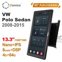 13.3 Inch Ownice 1Din Android 12.0 Car Radio 360 for VW polo sedan 2008 2015 Auto Audio Player SPDIF Rotatable 4G LTE NO DVD