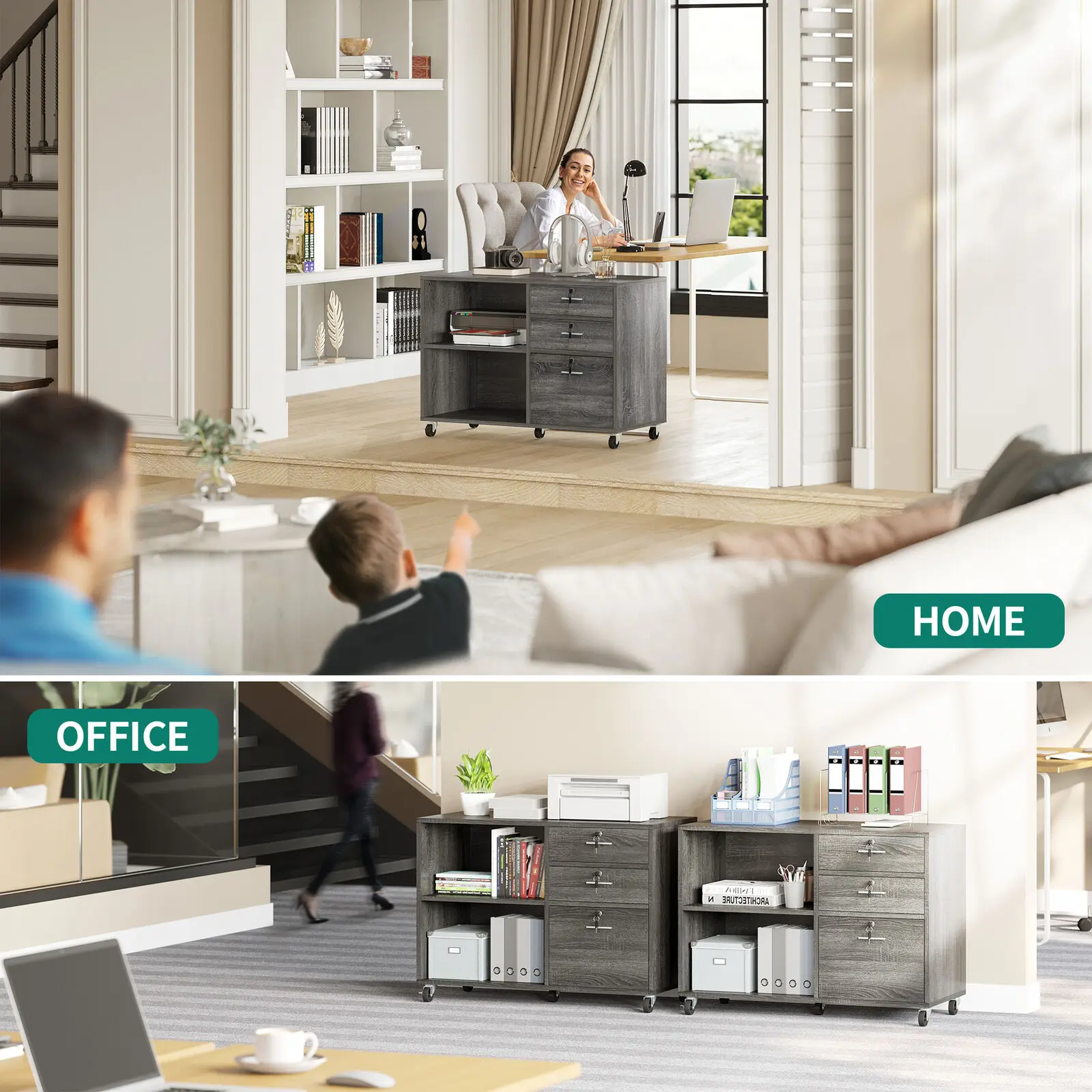 Armoire de Rangement Ouverte avec Serrure, Meuble de Rangement 3-MELEvaluFile