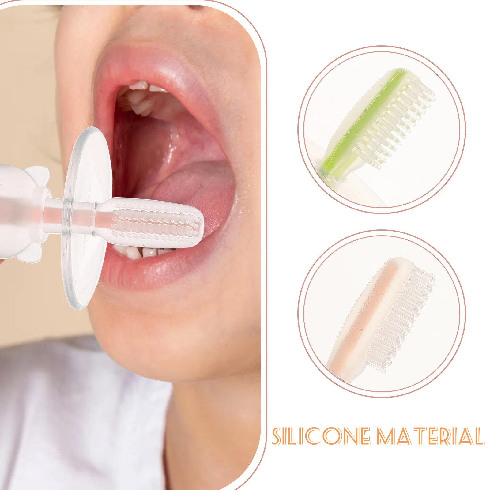 

4Pcs Baby Toothbrush 12 Months and Up Silicone Infant Toothbrush Suction Base Non-Slip Design for Comfortable Teeth Brushing