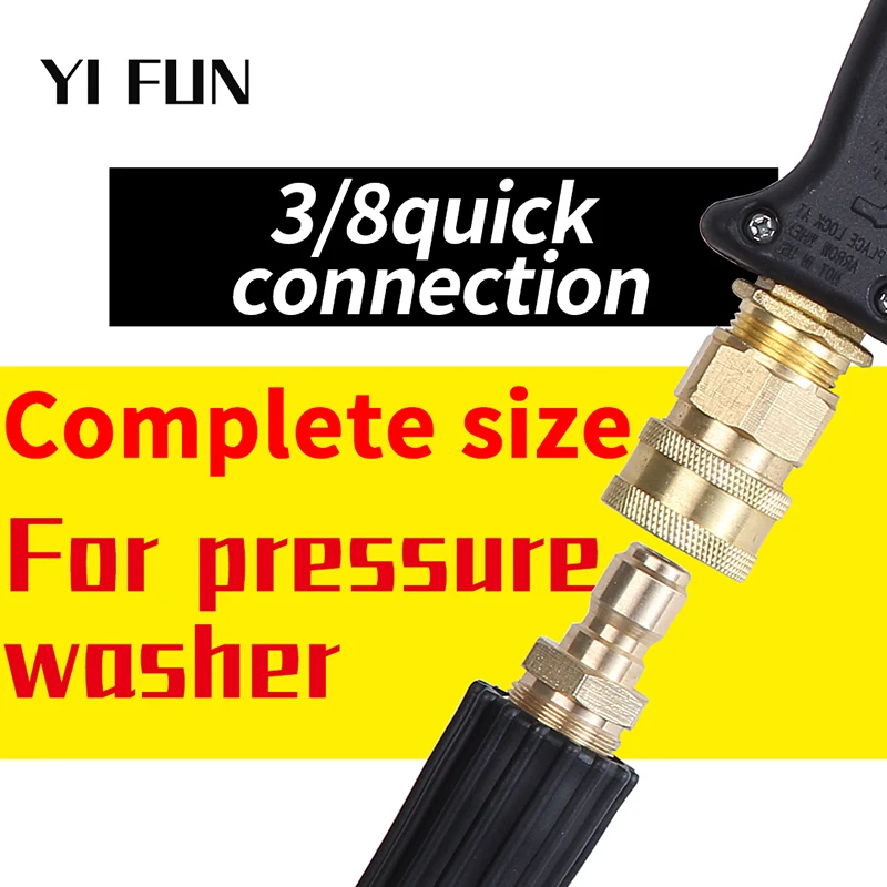 3/8 Quick Connection For High Pressure Washer M22 M18 M14 M3/8 Thread Connect Car Wash Machine Gun Pipe Car Accessory