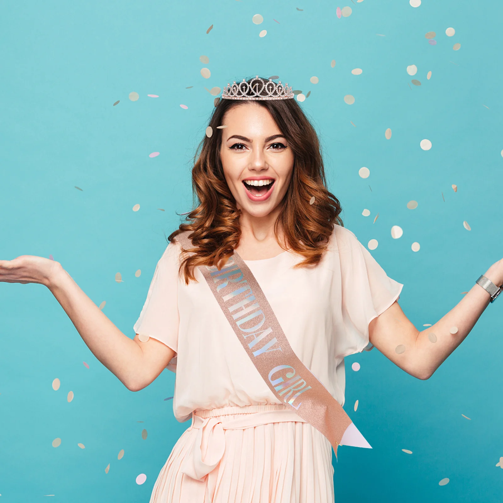 

1Set Crown Sash for Birthday Premium Cloth Decor Sash Party Favor Supplies Gift for Her Celebration Event Decoration