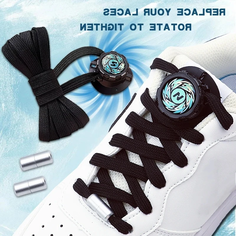 1Pair Swivel Buckle Laces Sneakers No Tie Shoe Laces Automatic Shoelaces Without Ties Casual Shoes Adults Kids Flat Shoelace