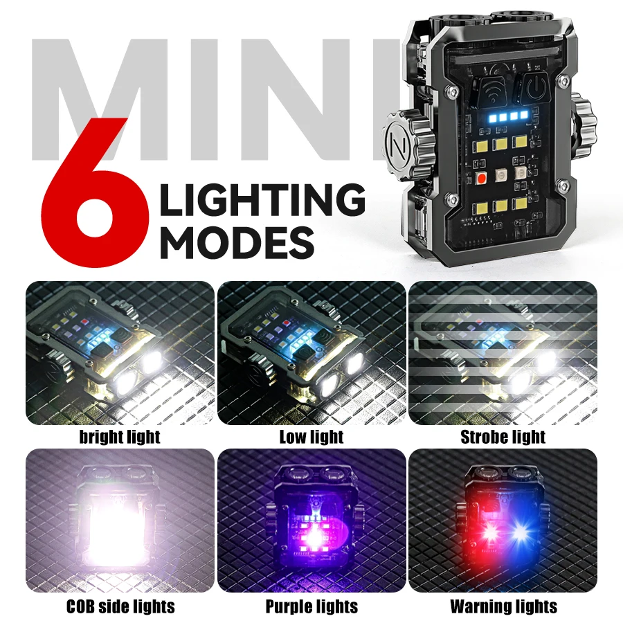 New Multifunctional Mini LED Flashlight Finger Gyroscope Portable Type-c Rechargeable Torch 6 mode Emergency Camping Lantern