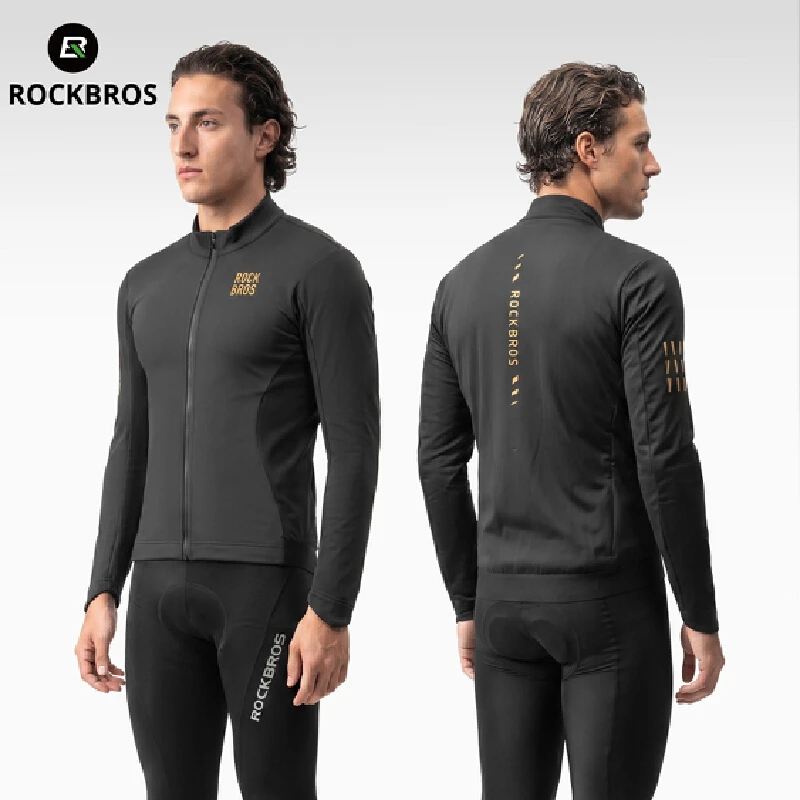 Rockbros X Gearhub Cycling Jersey Long Sleeve Fleece Warm Windproof Top For Mountain Road Bicycle Winter Outdoor Riding For Men
