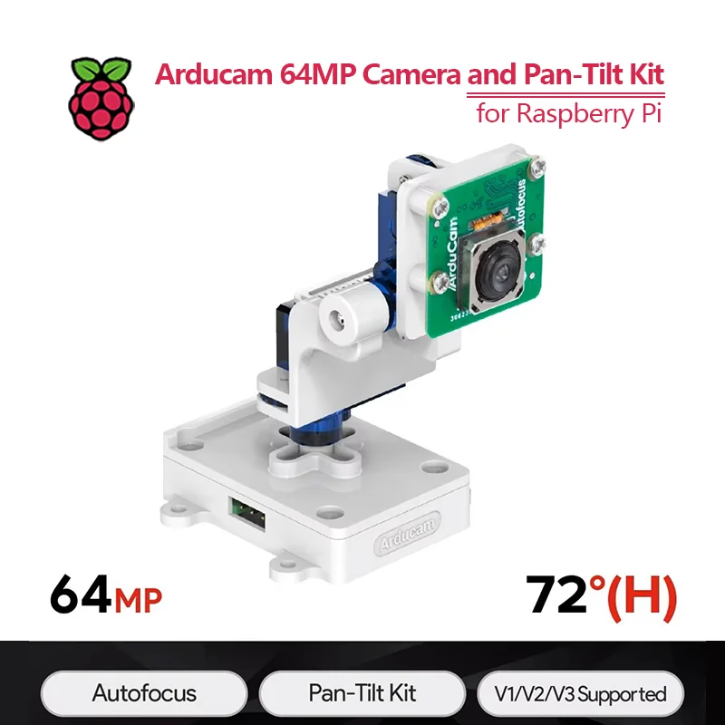 Schwenk-Neige-Kit und Arducam 64-MP-Kamera für Raspberry Pi