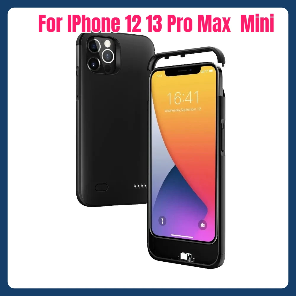 

Power Case for IPhone 12 13 Pro Max Battery Case Power Bank Charging Cover for IPhone 12 13 Mini Slim Battery Charger Case