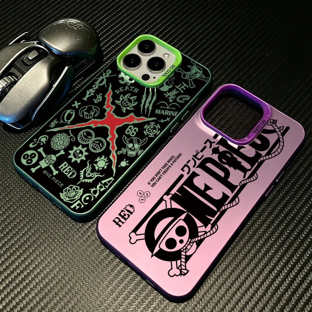 ONE PIECE Icon Luffys Phone Case for Samsung Galaxy S26 S25 Edge S24 S23 S22 S21 FE S20 Ultra Plus 5G Colorful Silver Hard Cover