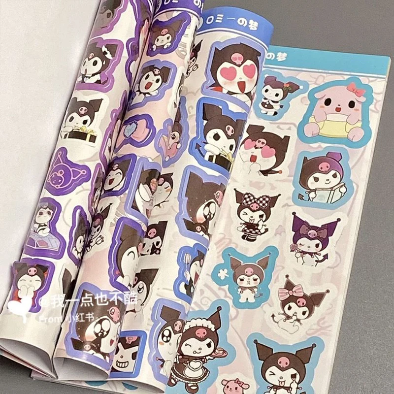 450 Stickers Hello Kitty Sanrio Kawaii Kuromi Mymelody Ledger Material Cute Cartoon Cinnamoroll Waterproof Stickers Diy Kid Gift