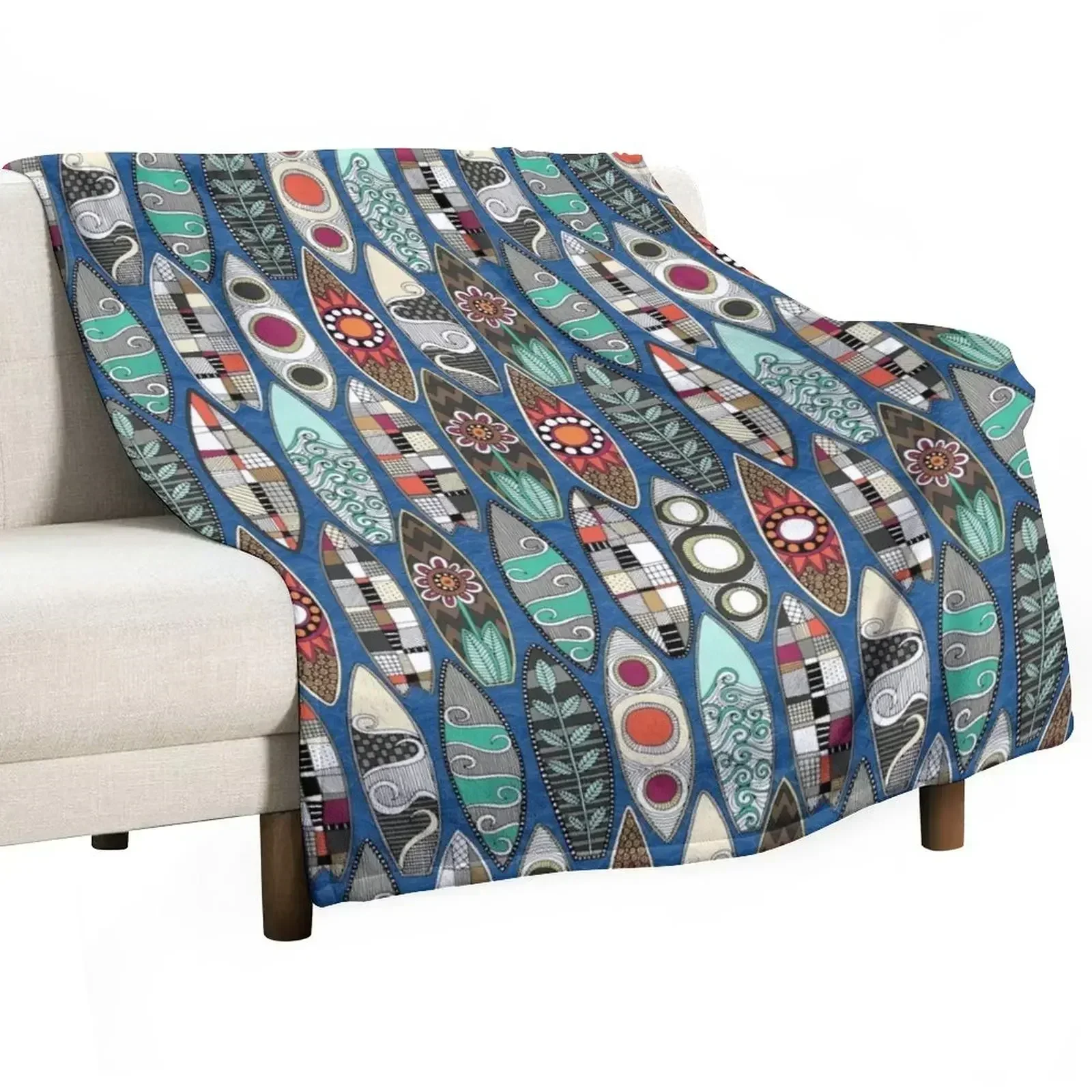 surfboards blue Throw Blanket Decorative Throw Bed Fashionable Soft Plaid Plaid Blankets