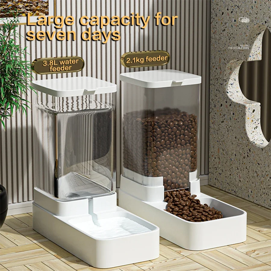 Comedero automático para gatos y dispensador de agua con contenedor de almacenamiento de alimentos por gravedad para perros y ga