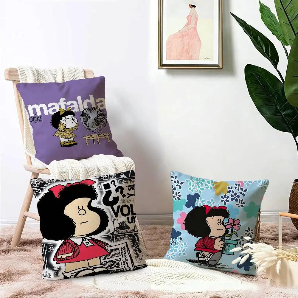 M-Mafalda Girl Personalized Pillow Dust Cover Bedroom Kids Party Decoration Pillowcase Birthday Children Gift