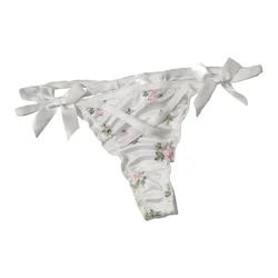 Ruffle Cute Sweet Girl Ladies Satin G-strings Thongs T-Panties Sexy Low Waist Women's Briefs Underwear Knickers