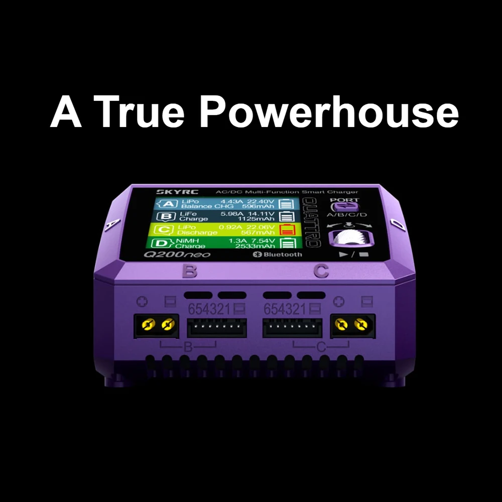 SkyRC Q200neo 4 Channel AC 200W DC 400W 10A*4 Multi-Function Smart Charger for 1-6S Lipo LiHV LiFe LiIon 2-15S NiMH NICD Battery