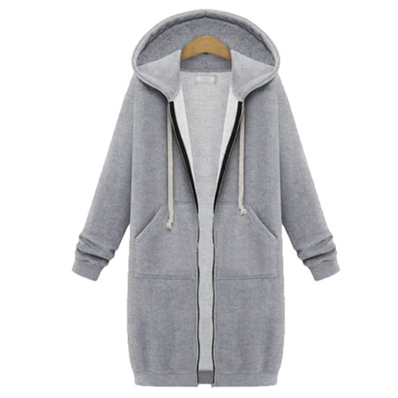 2025 Women's Autumn Winter ThickenHoodies Parkas Loose Hooded Jackets Zipper Pocket Maxi Size Sweatshirt Sports Dresses Outwear