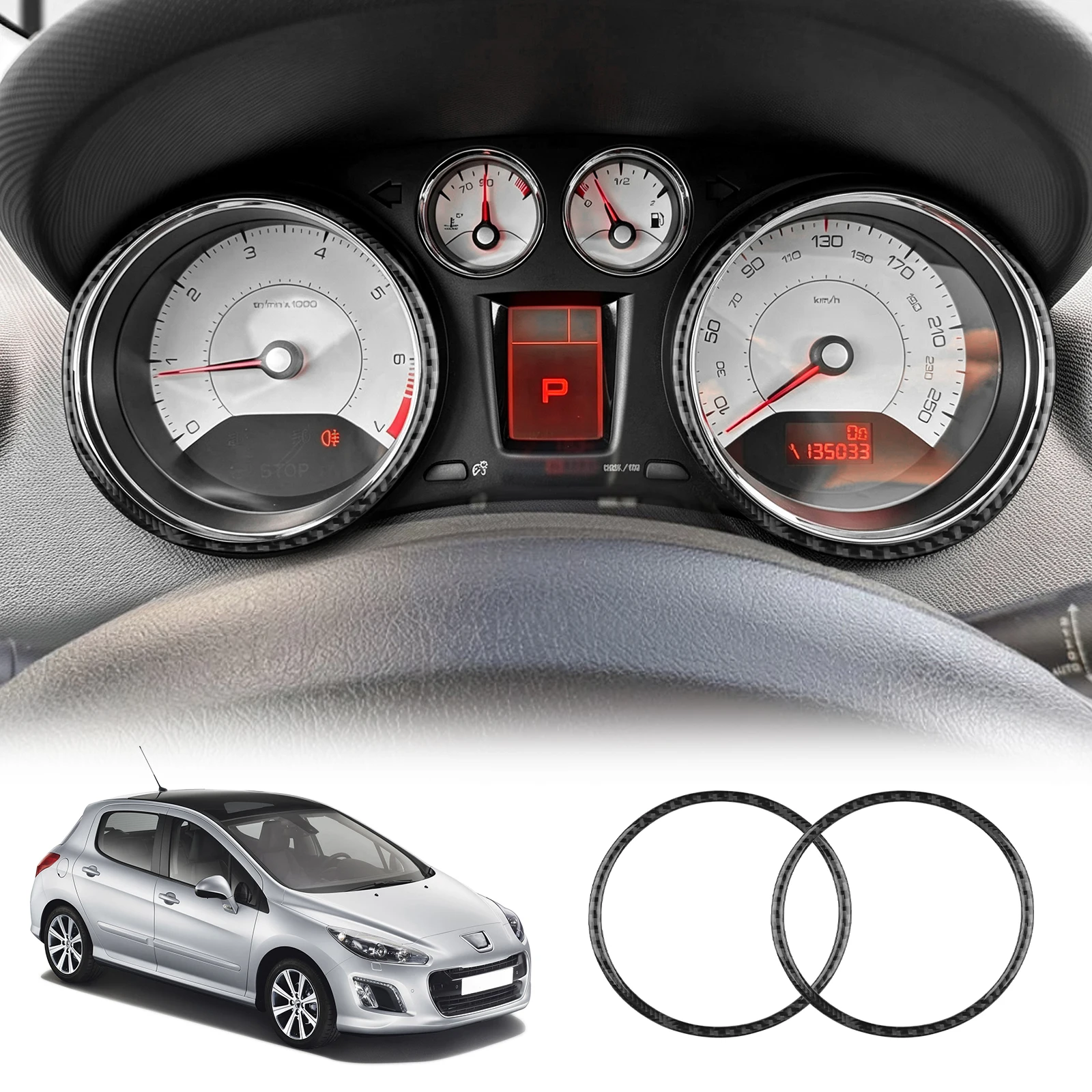 Real Soft Carbon Fiber For Peugeot 308 MK1 T7 2007 2008 2009 2010 2011 2012 2013 Car Speedometer Frame Trim Sticker Accessories
