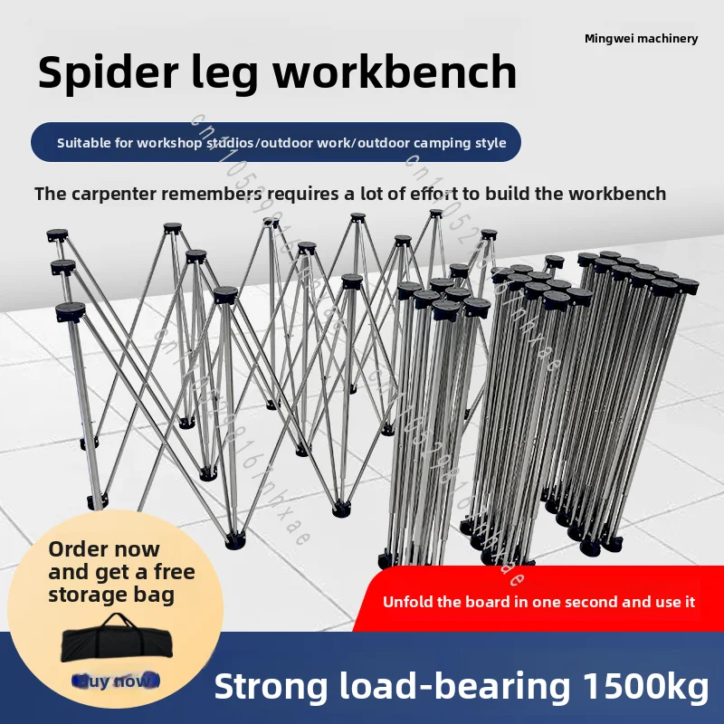 Alloy Workbench for Stone Slab Wood Glass Tile Bracket Table Woodworking Table 15Legs Spider Leg Telescopic Table Stainless