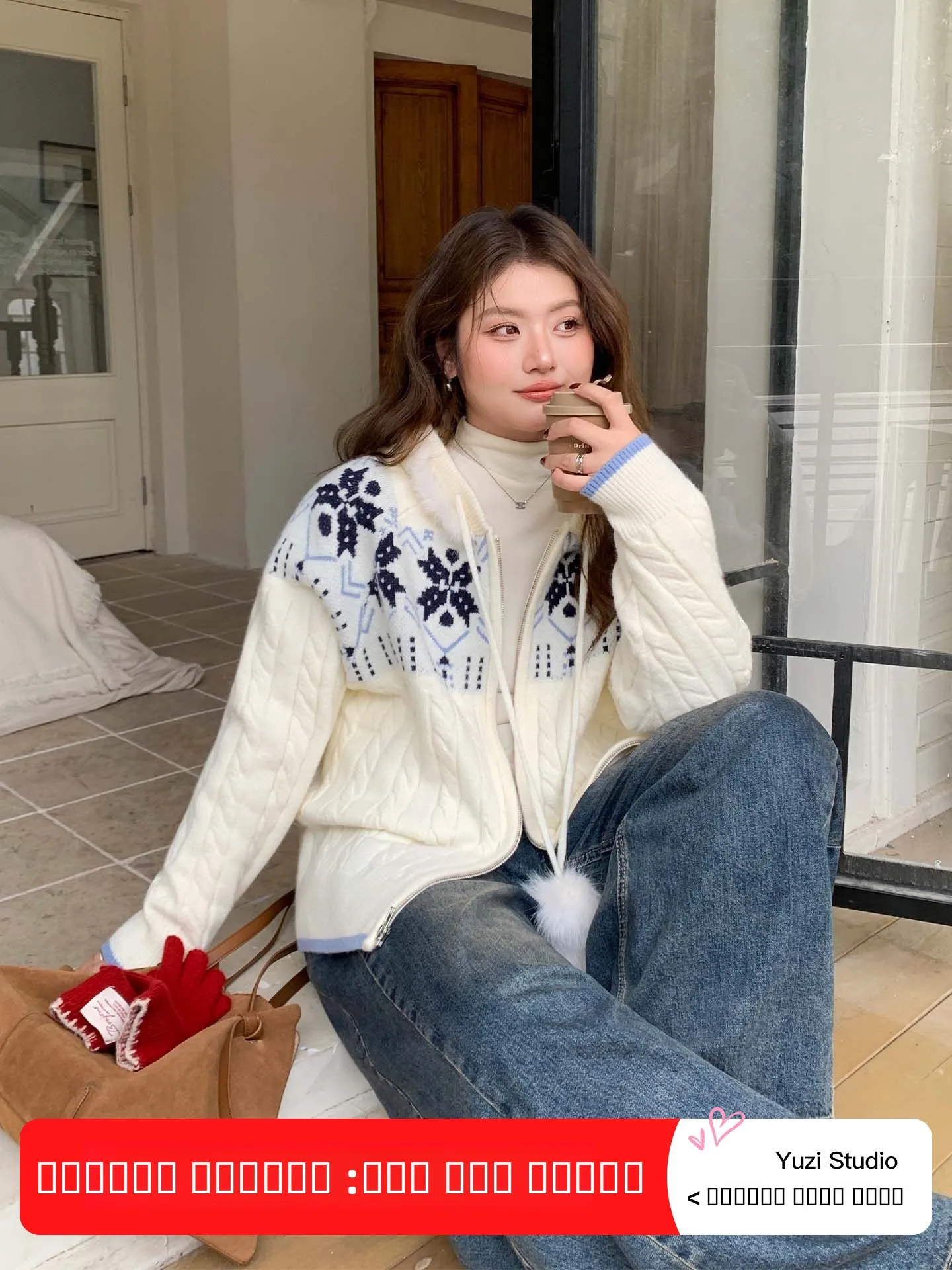 YUZI Fi Roe Cárdigan Abierto de Punto con Capucha para Mujer, Tallas Grandes, Estilo Vintage, Suéter Holgado de Primavera con Diseño Distintivo