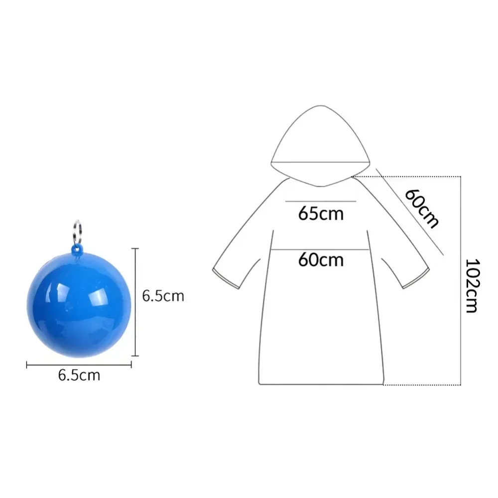 New Portable Disposable Raincoat Keychain Compression Ball Pocket Ball Outdoor Adult Travel Hangable Poncho Camping Gear