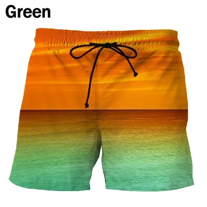 

Summer Sunset 3d Printed Beach Shorts Funny Fashion Casual Short Pants Men Women Chilren Bandage Cool Ice Shorts Quick-dry Male