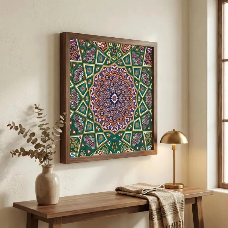 Antique Classic Islamic Persian Mandala Khatam Shamseh Geometric Religious Poster Canvas Painting Wall Pictures Home Decor