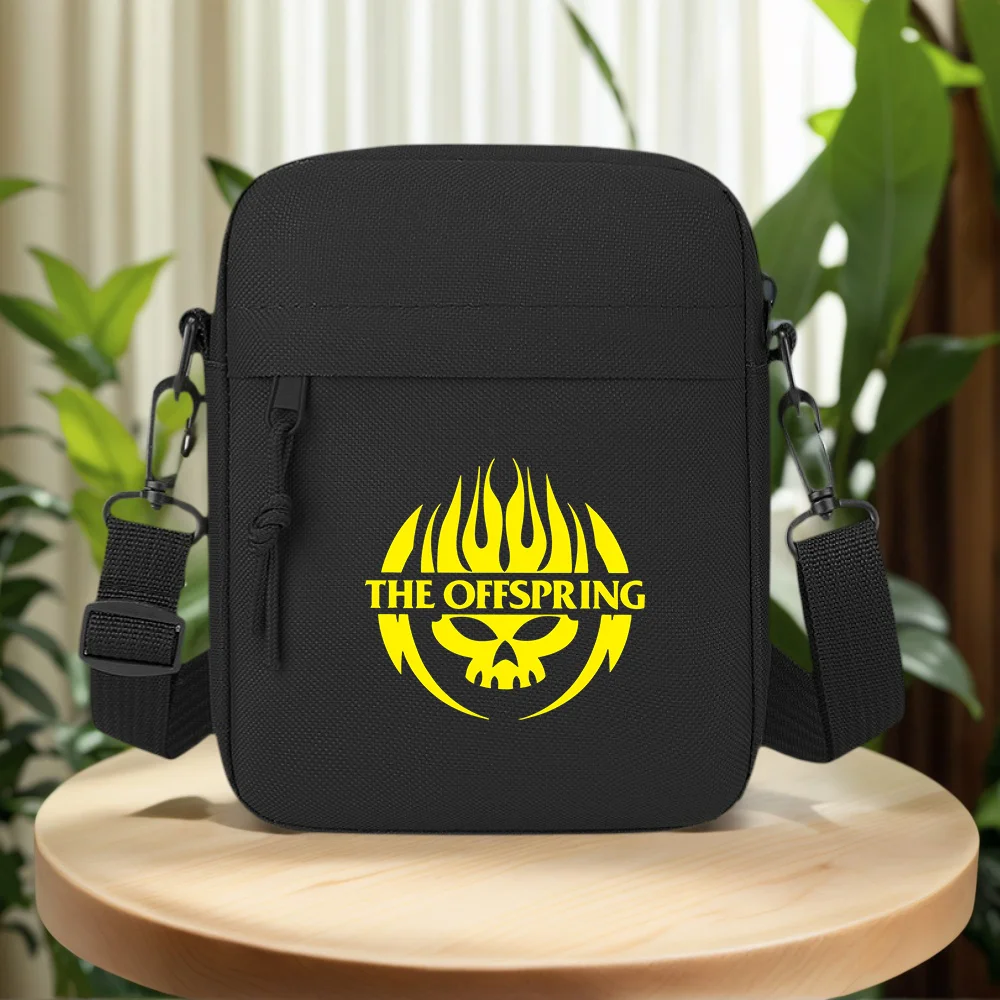 Skull flames band yellow black Men Crossbody Bag Single Shoulder Women Cartoon Anime Film Printing Design Unisex