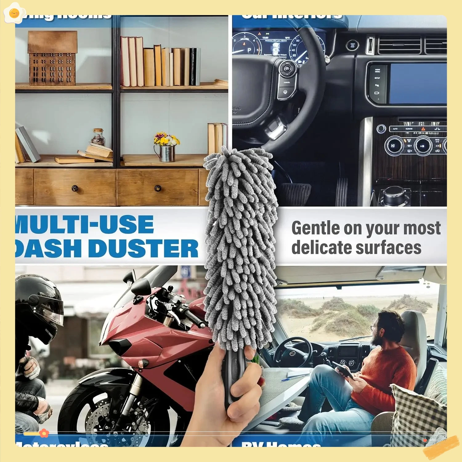 فرشاة منفضة داخلية للسيارة خالية من الوبر، أداة تنظيف خالية من الخدش لإكسسوارات السيارات النسائية