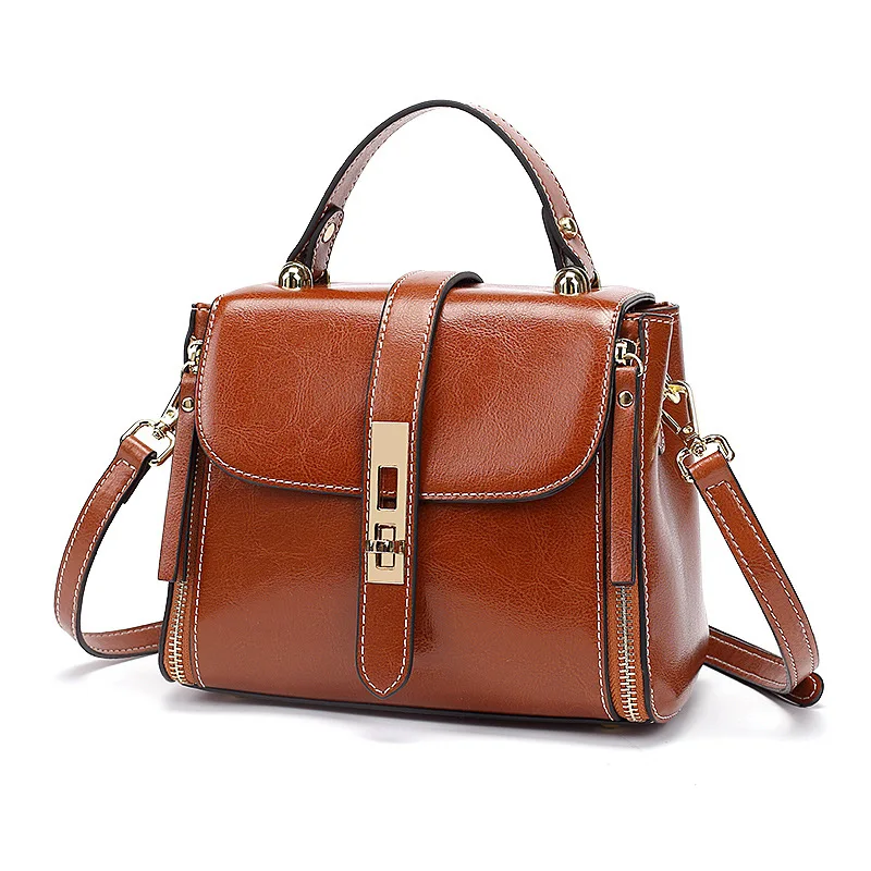

Retro Women's Bag Luxury Genuine Leather Women Shoulder Bag Fashion British Style Handbags Female Crossbody Square Messenger Bag