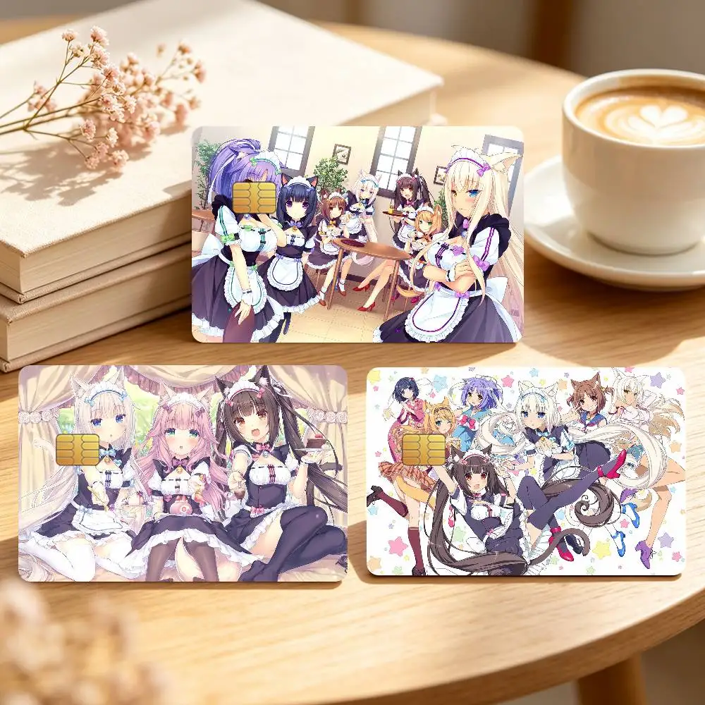 Game N-Nekopara Girl Cute Credit Card Skin Stickers For Bank Bus Metro Cards Waterproof Anti-Scratch Gift 4PCS