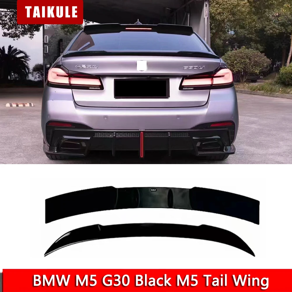 For 2018 to 2023 BMW M5 520i 525i 530i 535i G30 Add Black M5 Tail Wing ABS Material Glossy Black VTEN Style Boot Roof Spioler