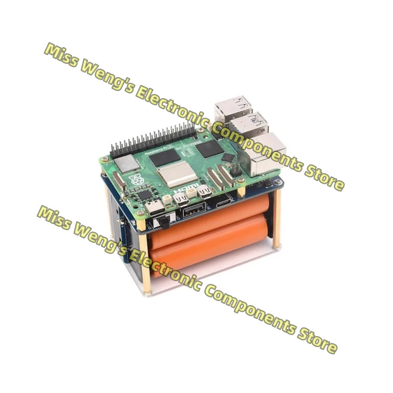 Raspberry Pi 5 uninterruptible power supply module 5V6A output UPS expansion board 21700 large capacity battery UPS HAT (E)