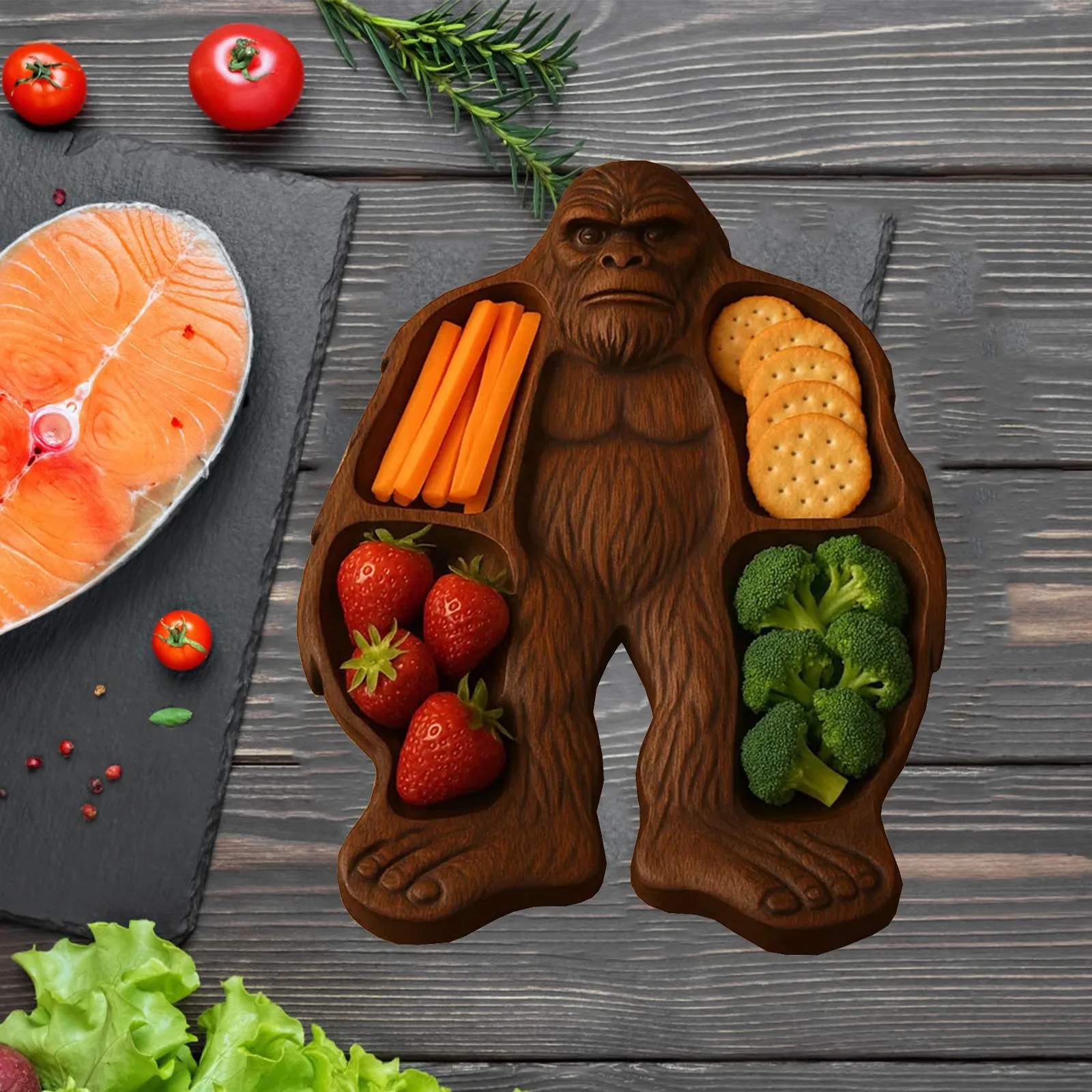 

Creative Orangutan Wooden Charcuterie Platter Cheese Meat Fruit Tray Unique Gift For Entertainers Easy To Clean And Practical
