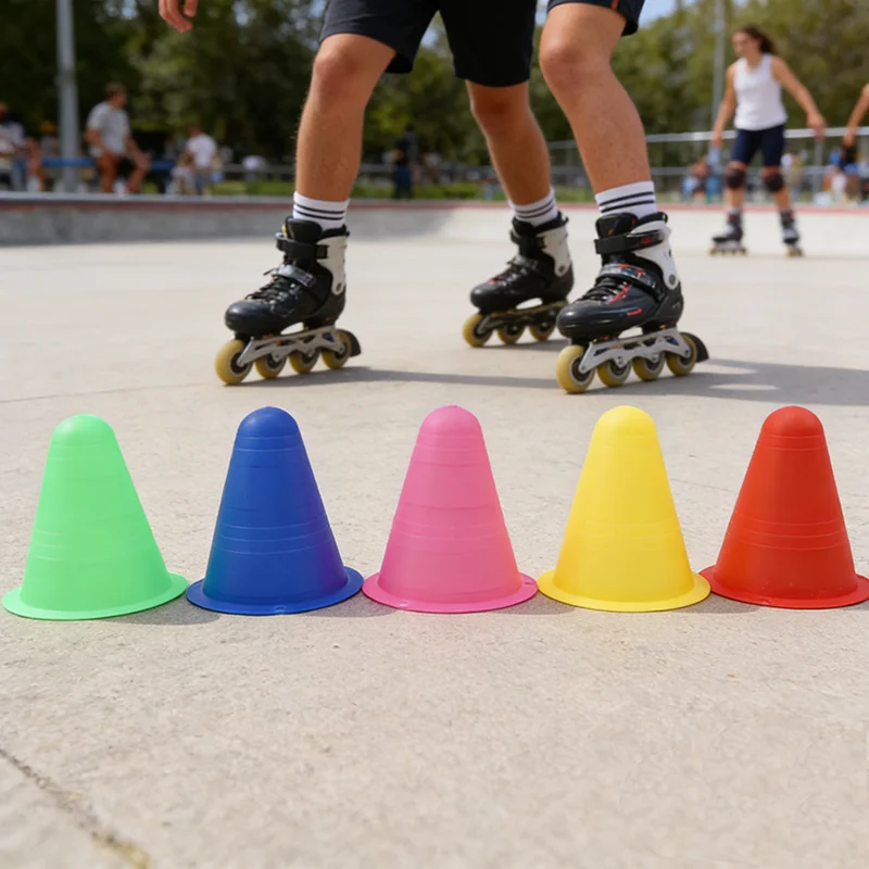 

10Pcs/Set Skate Marker Training Road Cones Roller Football Soccer Rugby Training Soft Tower Skating Obstacle Roller Skate Pile