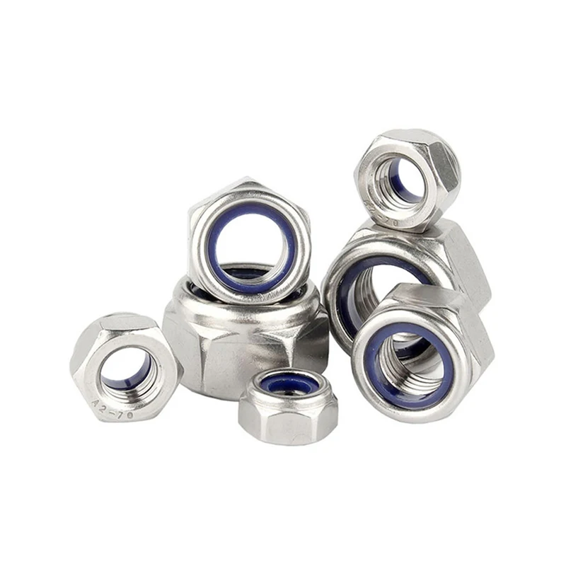 304 Stainless Steel Anti Loosening Nuts 10~500PCS M3 M4 M5 M6 M8 M10 M12 DIN985  Nylon Nuts Self-locking Anti Slip Locknut