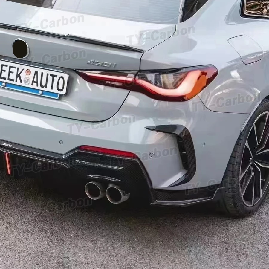 ل BMW 4 سلسلة G22 G23 425i 430i M440i M الرياضة ألياف الكربون المصد الخلفي الفاصل غطاء فتحة التهوية المفسد Canard ملصق 2021 +