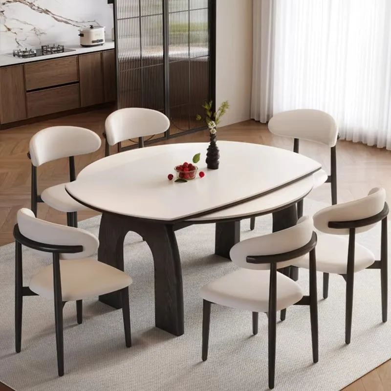 

Expandable Dining Table For Dinner Use Modern Minimalist Style Wooden Dining Table With Stone Top Large Hotel Round Dining Table