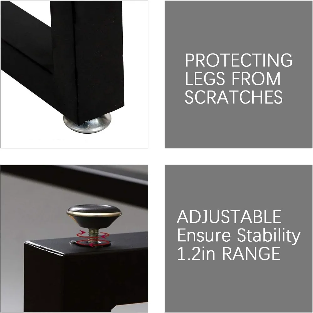 Patas de mesa de metal ajustables de alta resistencia de estilo rústico industrial, 28 pulgadas de altura, 17,7 pulgadas de ancho, pies protectores incluidos