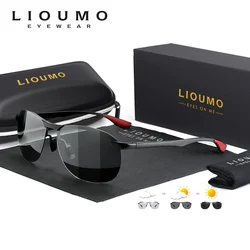 LIOUMO Aluminum Frame Polarized Sunglasses Men Photochromic Glasses Women Anti-Glare Driving Goggles lunette de soleil homme