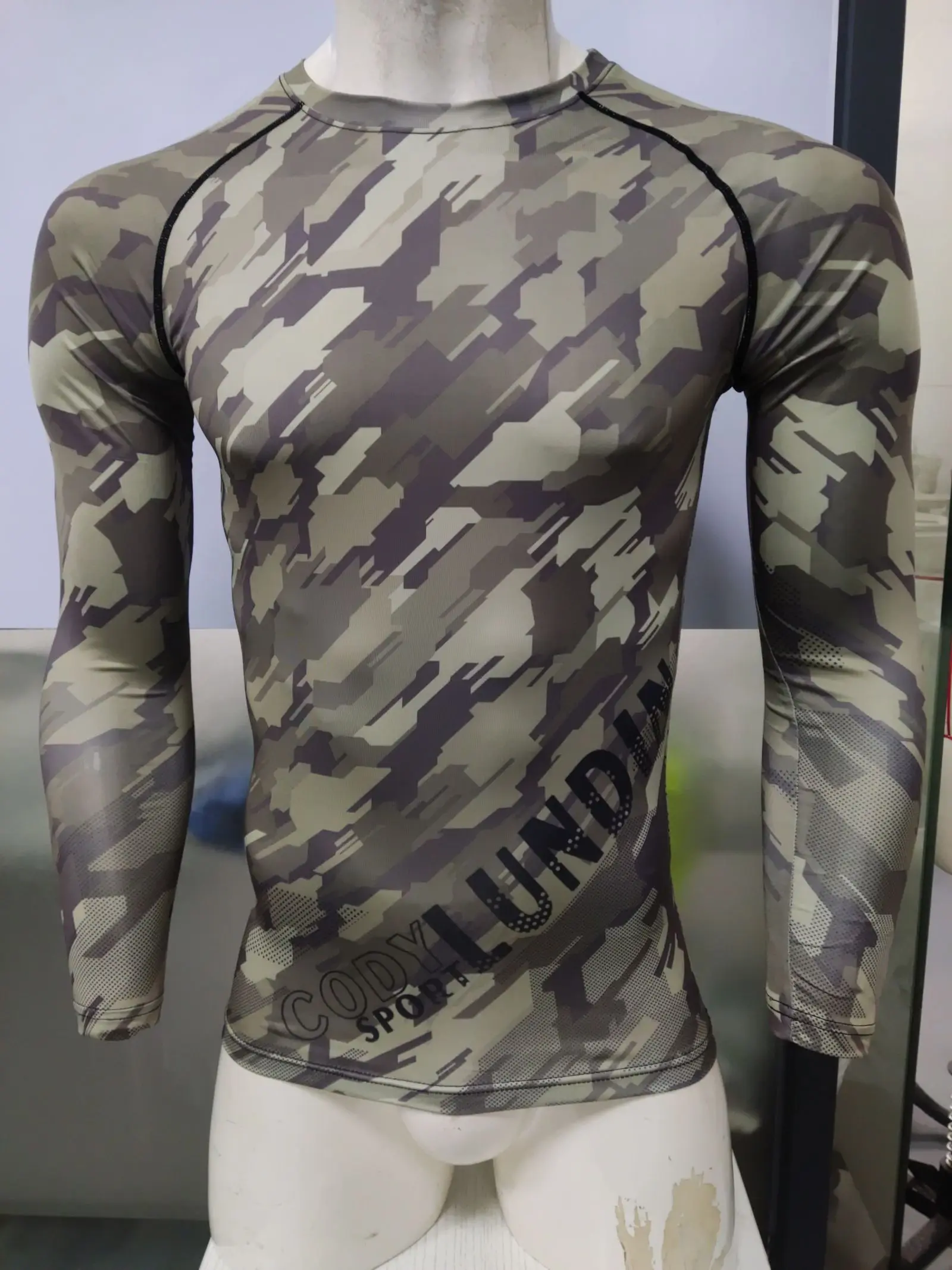 Cody Lundin Camo Polyester Spandex Bjj Rash Guard No Gi MMA  Jiu Jitsu Fighting Grappling Compression Shirt OEM Gym Fitness Tops