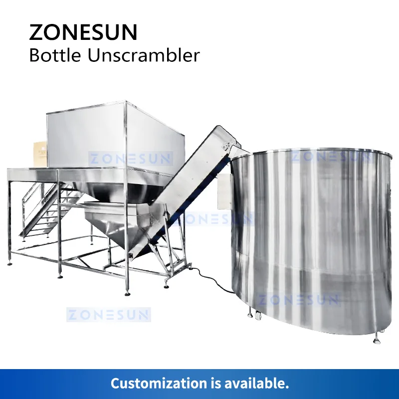 ZONESUN Automatic High Speed Bottle Unscrambler Sorting Machine PET Plastic Container Elevator Unscrambling Equipment ZS-LPE2000