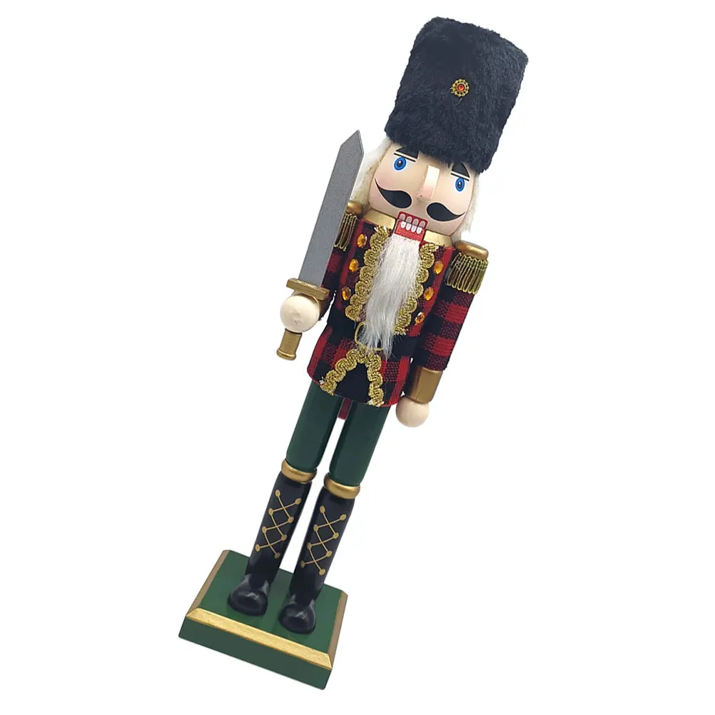 

Wooden Nutcracker Soldier Christmas Decor Hand-Painted Safe Wood Ideal Tabletop Mantel Centerpiece Festive