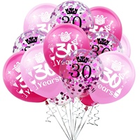 10/15pcs Crown Decor Pink Purple 30 40 50 Latex Digital Balloon Number Balloon For Birthday Party Decor Supplies Girls Birthday