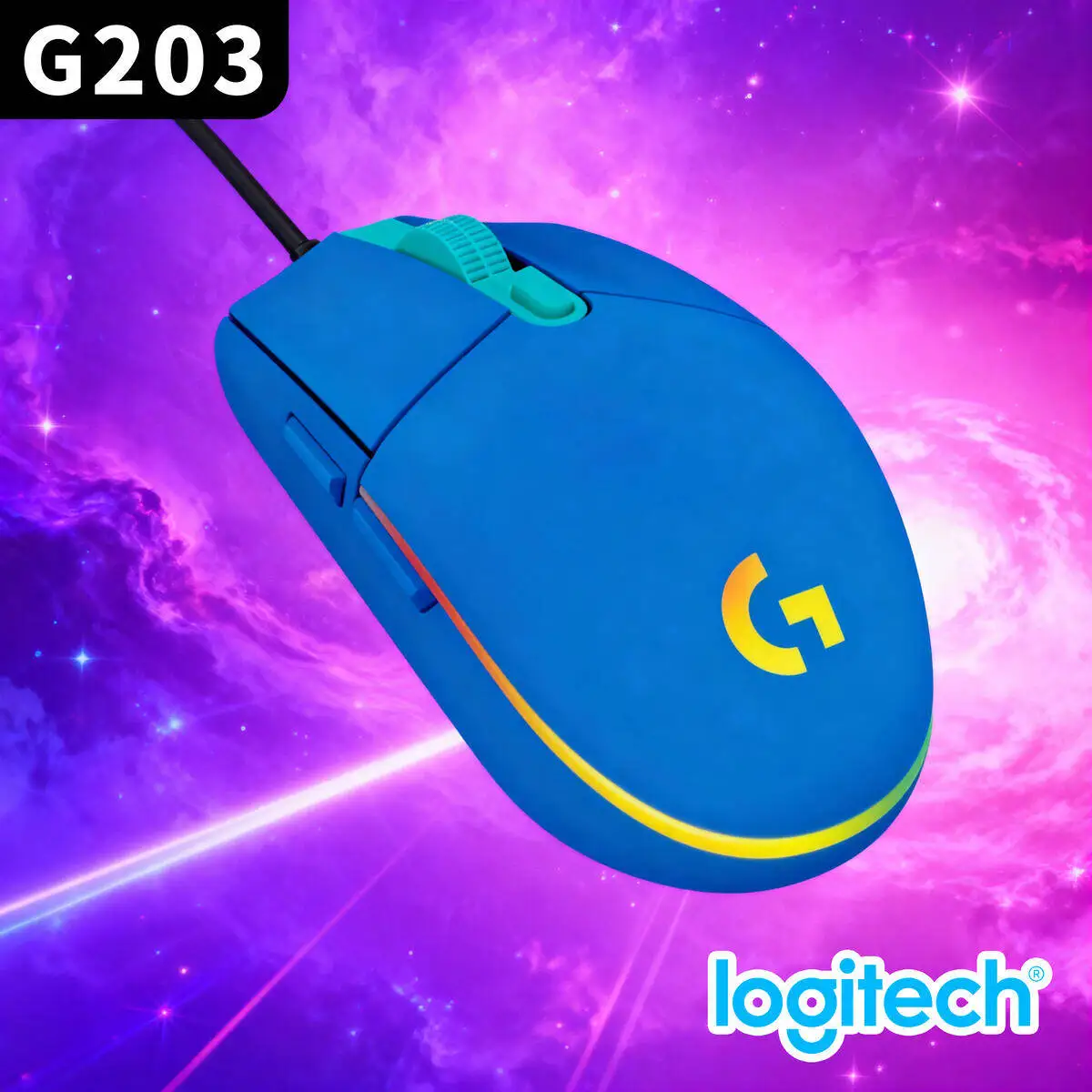 

Logitech G203 Gaming Mouse, Wired, 200-8000 DPI, RGB Backlight, 6 Custom Buttons, Laptop/PC Multi style Logitech mouse