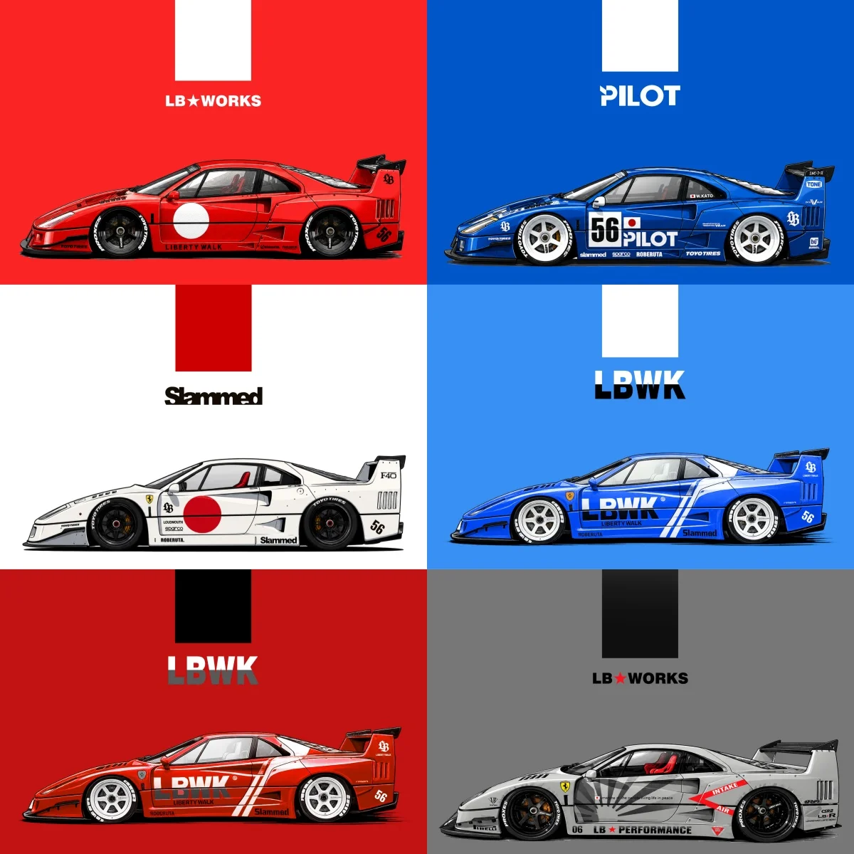 Elowen Art 1:64 F40 LBWK Limited Livery Alloy Diecast Model Car Collectible