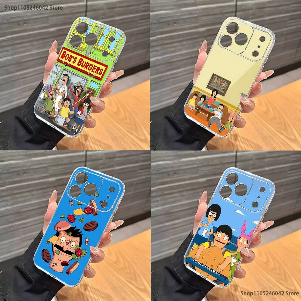 

Anime B-Bobs B-Burgers Transparent Soft Cover Phone Case For iPhone 17,16,15,14,13,12,11 Pro,Max,Plus,X,XS,XR,SE4,E Mini